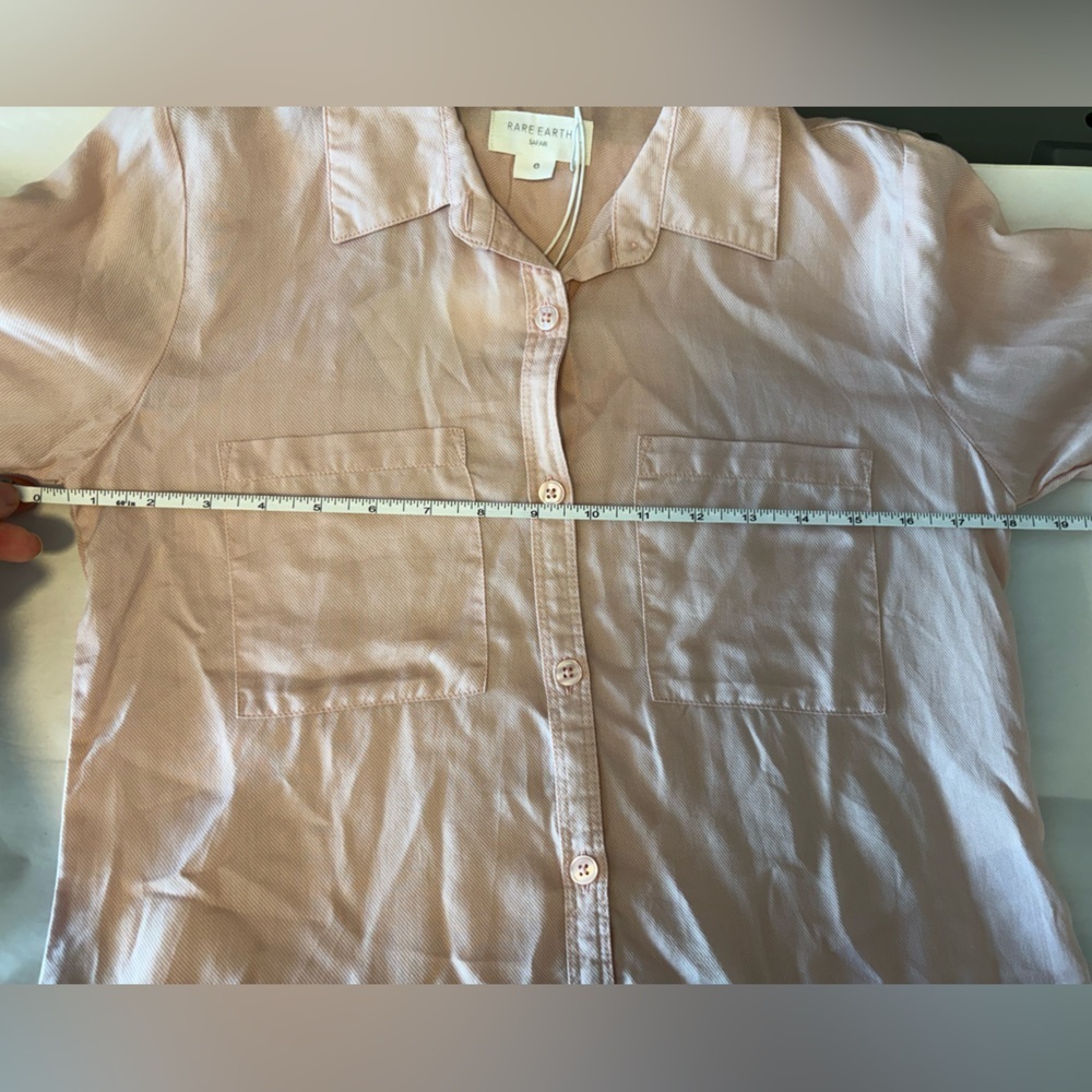 Rare Earth Hallie Double Pocket Safari Shirt Dusty Pink 100% Tencel Size 6 NWT - Picture 9 of 10